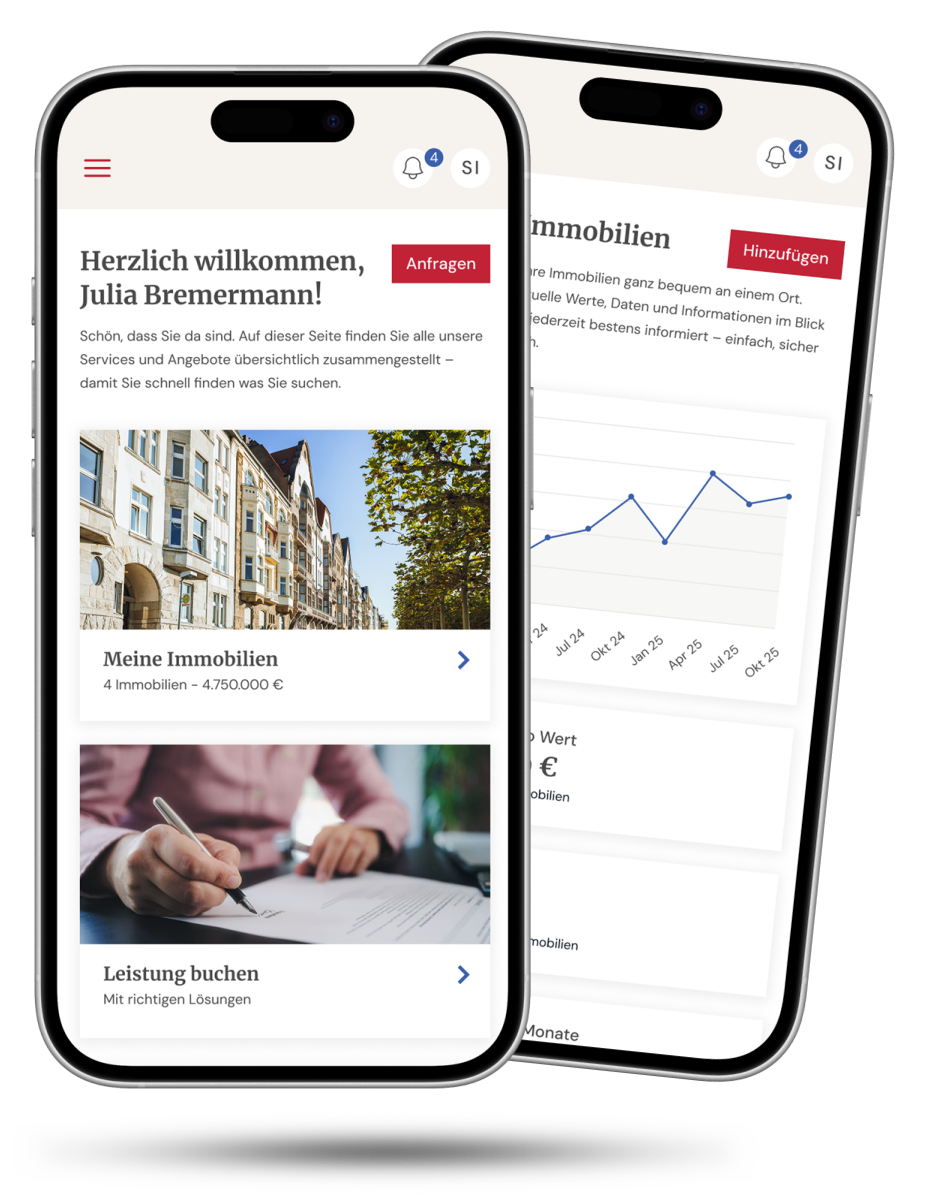 Mobile Ansicht des Kundenportals